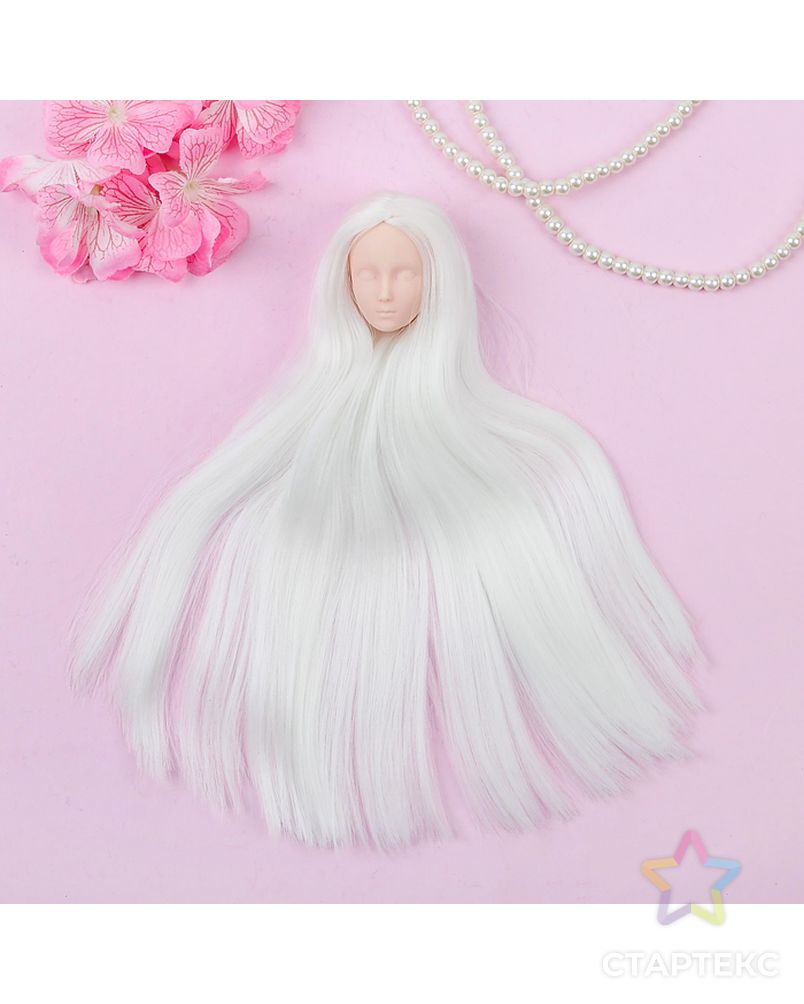Голова для изготовления куклы, волосы светятся в темноте "Прямые" блондинка арт. СМЛ-8830-1-СМЛ3296534 1
