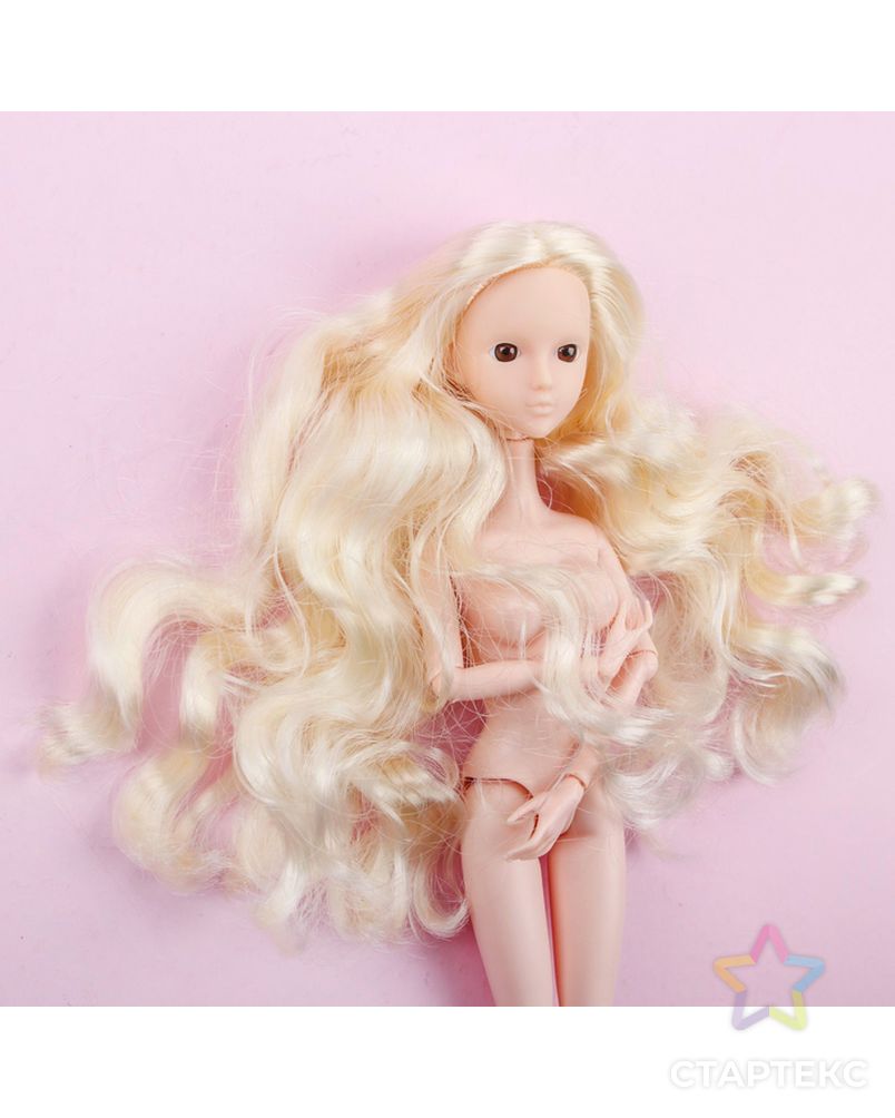 Голова для изготовления куклы, волосы "Кудри" блондинка, цвет глаз карий арт. СМЛ-8831-1-СМЛ3296535 2