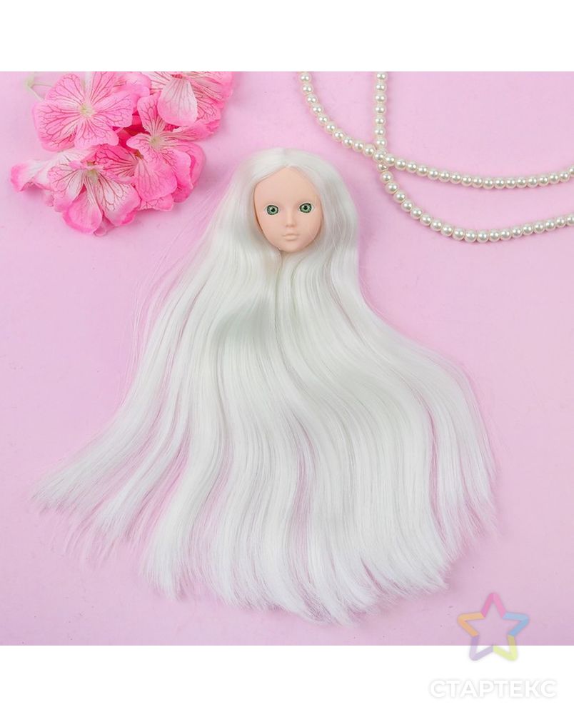 Голова для изготовления куклы, волосы "Прямые" блондинка, цвет глаз зеленый арт. СМЛ-8833-1-СМЛ3296537 1