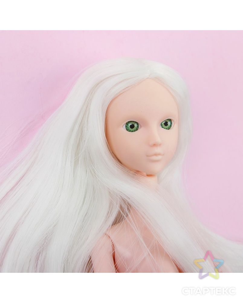 Голова для изготовления куклы, волосы "Прямые" блондинка, цвет глаз зеленый арт. СМЛ-8833-1-СМЛ3296537 3
