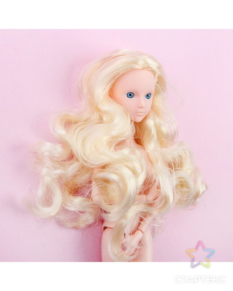 Голова для изготовления куклы, волосы "Кудри" блондинка, цвет глаз голубой арт. СМЛ-8834-1-СМЛ3296538