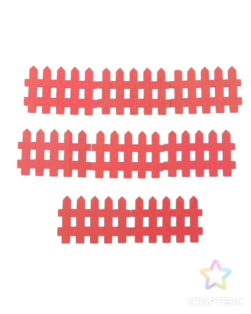 Миниатюра кукольная, набор 8 шт "Забор", размер 1 шт 0,3х4,5х3 см, цв.красный арт. СМЛ-8890-1-СМЛ3298485