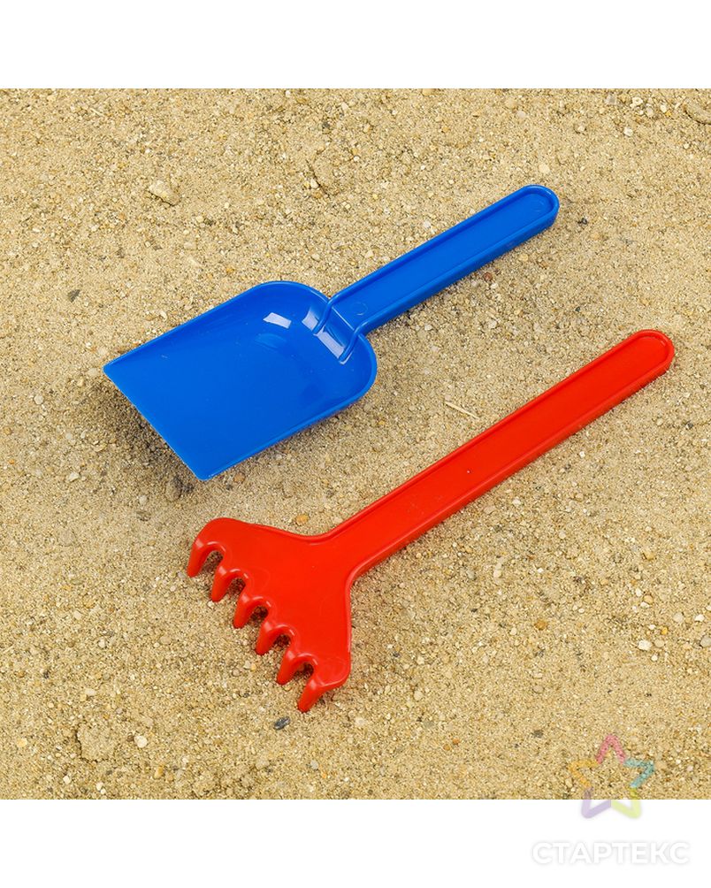 Набор для игры в песке, совок и грабли, цвета МИКС арт. СМЛ-138988-1-СМЛ0003301611 1