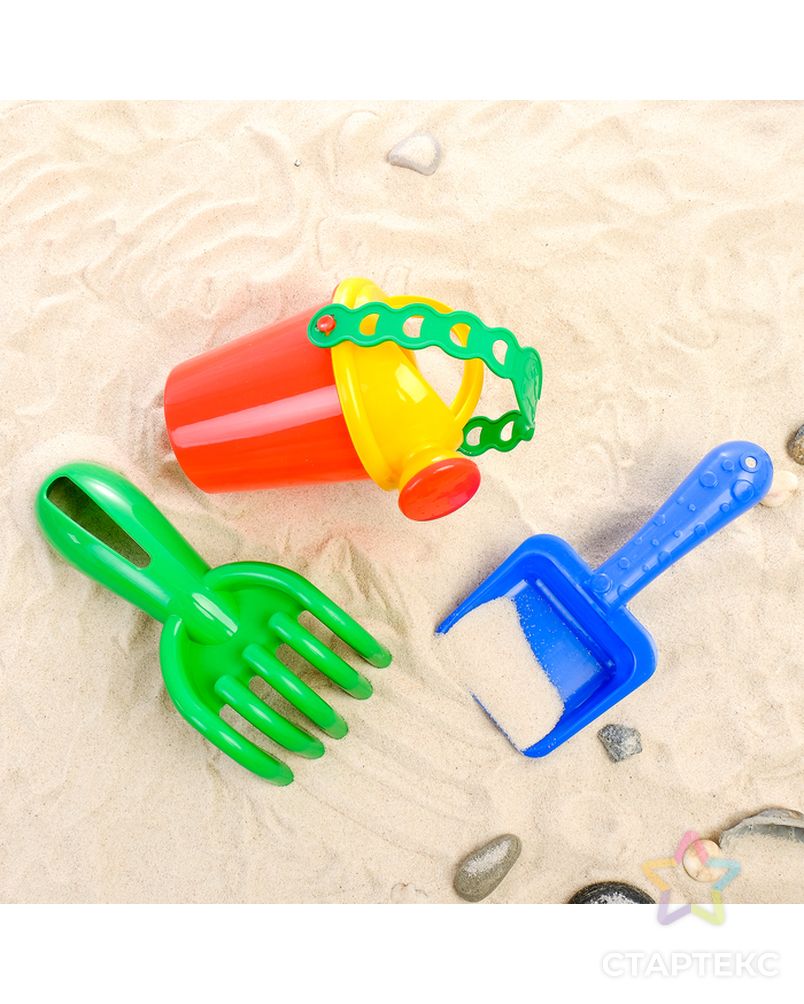 Набор для игры в песке, 8 формочек, совок, лейка, грабли, цвета МИКС арт. СМЛ-134405-1-СМЛ0003301622 2