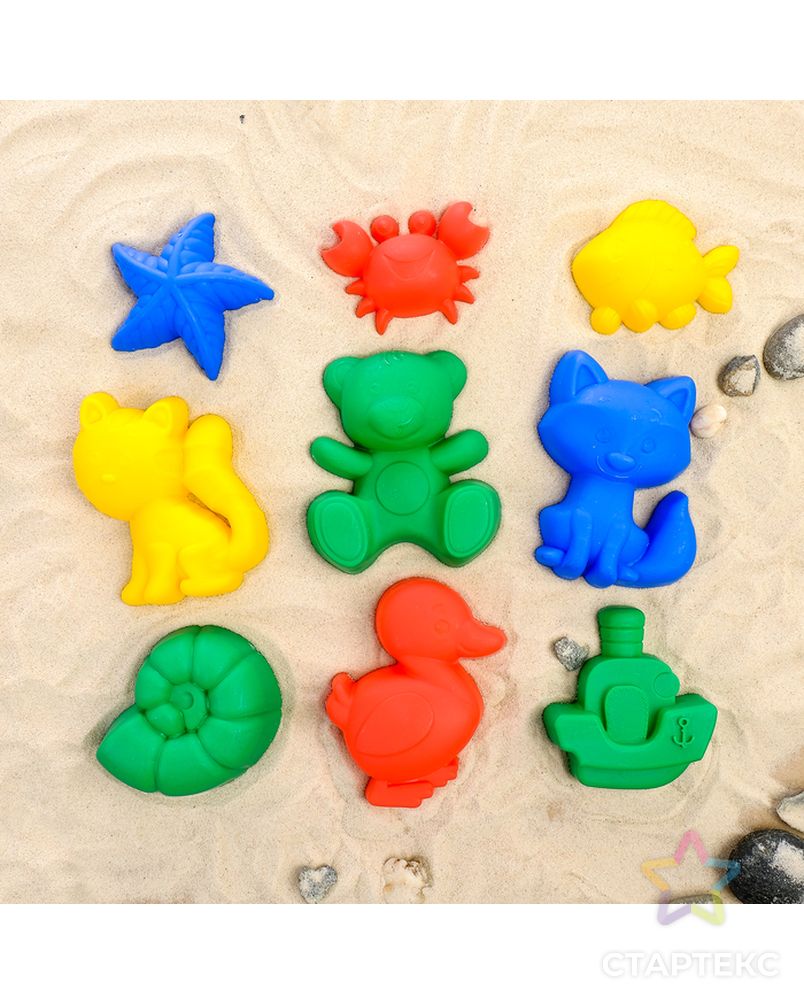 Набор для игры в песке, 8 формочек, совок, лейка, грабли, цвета МИКС арт. СМЛ-134405-1-СМЛ0003301622 3