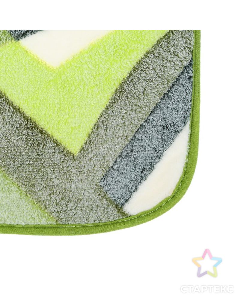 Набор ковриков для ванны и туалета «Геометрия», 3 шт: 35×39, 40×50, 50×80 см, цвет зелёный арт. СМЛ-30370-1-СМЛ3302992