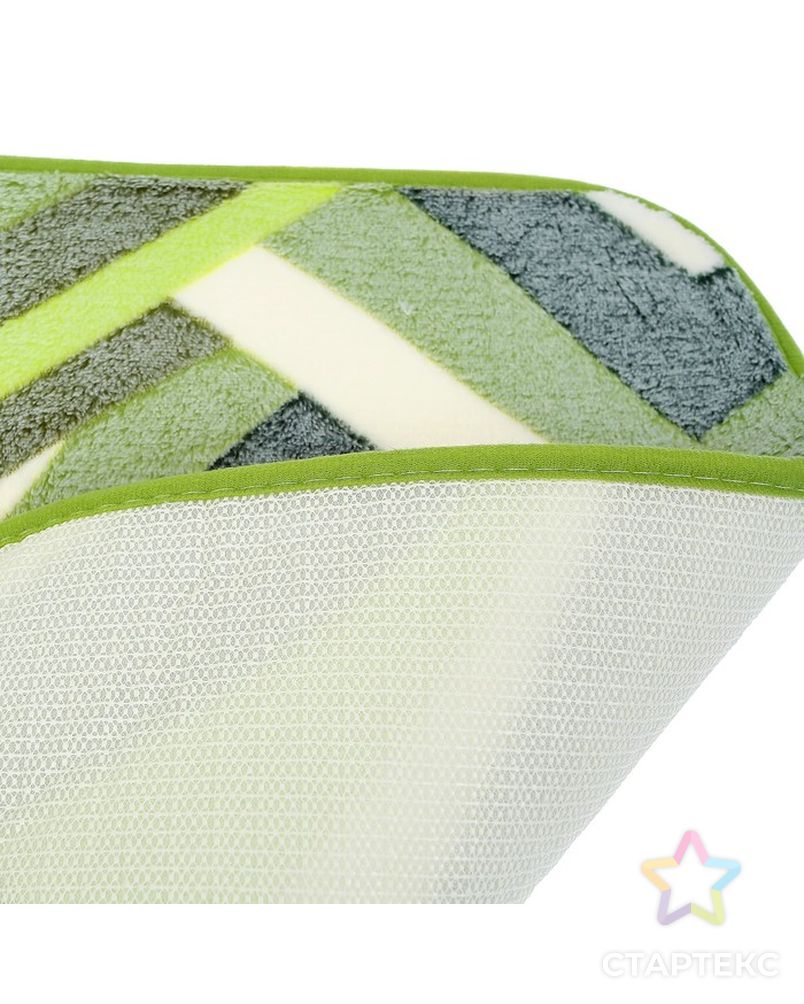Набор ковриков для ванны и туалета «Геометрия», 3 шт: 35×39, 40×50, 50×80 см, цвет зелёный арт. СМЛ-30370-1-СМЛ3302992