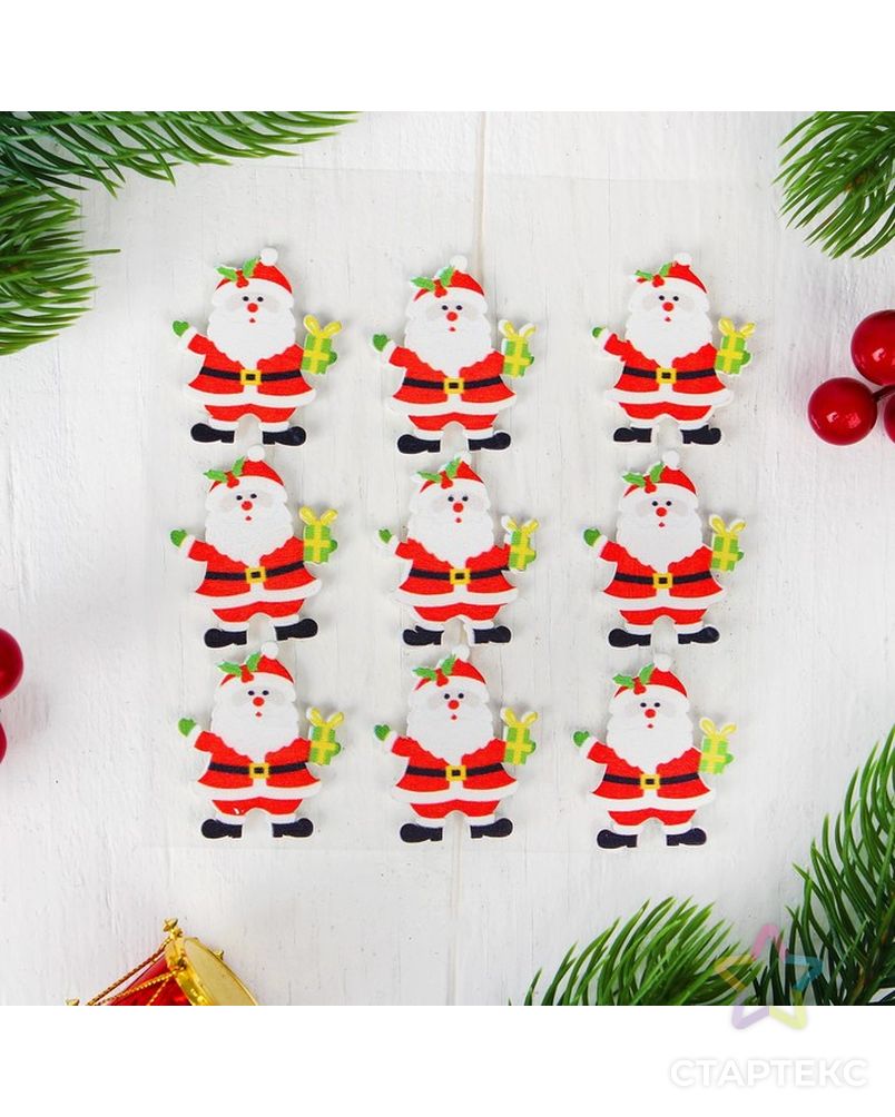 Новогодний декор-наклейки "Дед Мороз с подарочком", набор 9 шт. арт. СМЛ-9005-1-СМЛ3308361