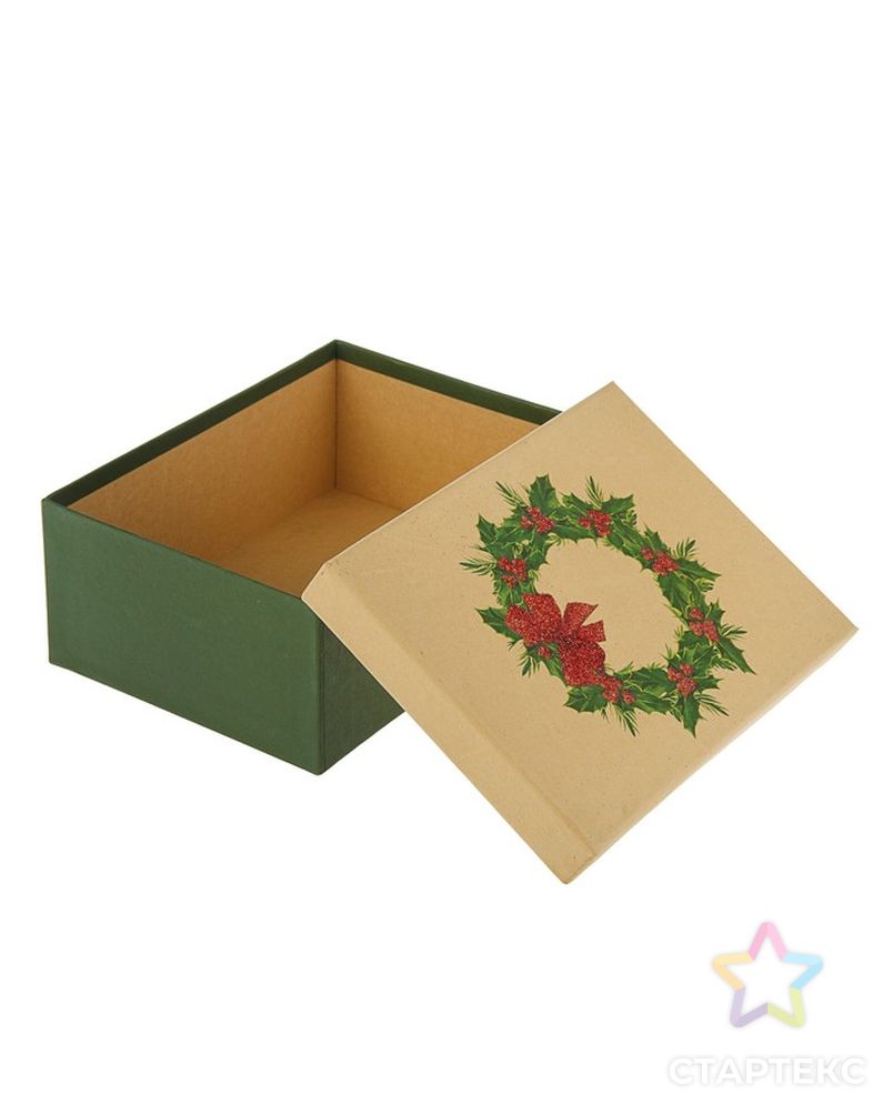 Набор коробок 3в1 "Рождественский венок", 22 х 16 х 8,5 - 18 х 12 х 5,5 см арт. СМЛ-154773-1-СМЛ0003322820 2