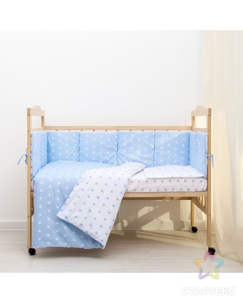 Борт в кроватку "Подушечки", из 4-х частей, чехлы съемные, цвет голубой, бязь хл100% арт. СМЛ-30698-1-СМЛ3332935 1