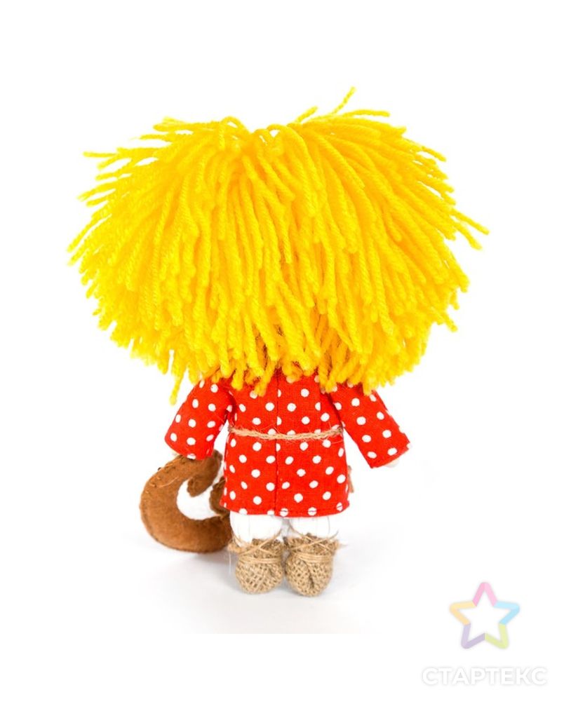 Набор для изготовления игрушки из льна и хлопка с волосами из пряжи "Домовёнок", 15,5 см арт. СМЛ-9363-1-СМЛ3346181 2