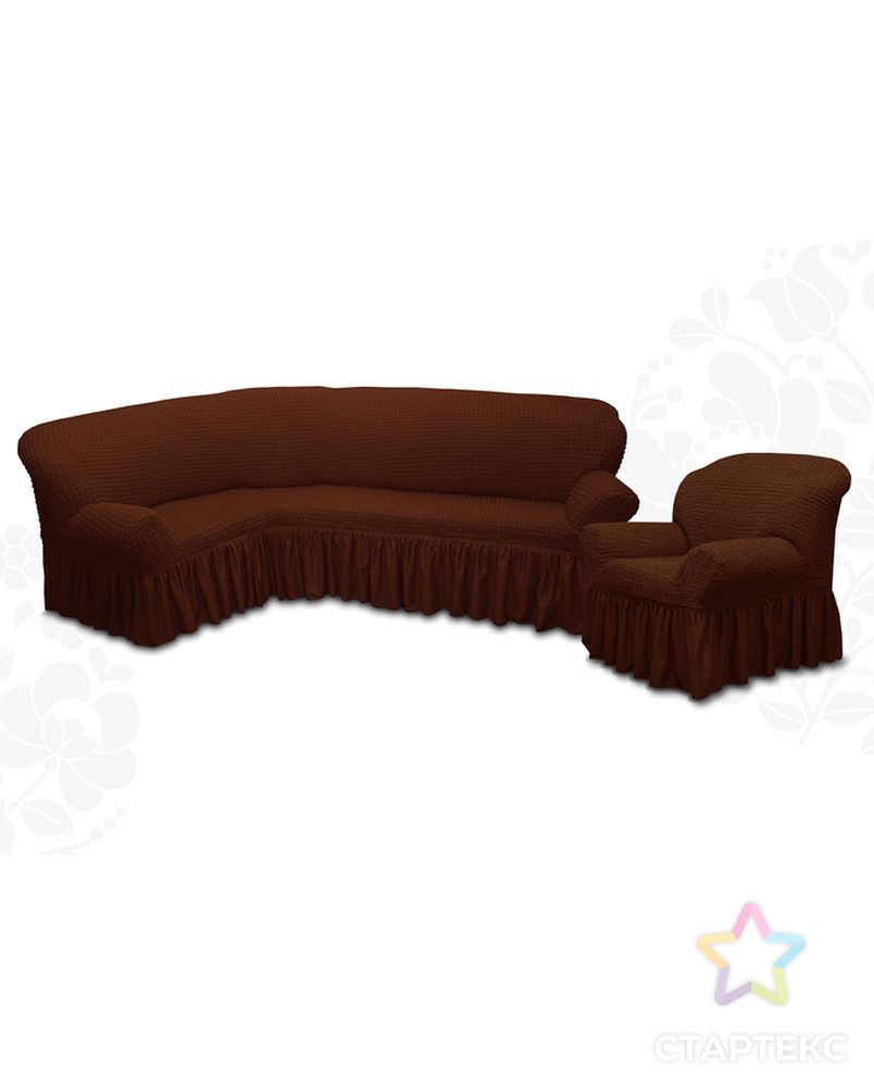 Чехол для мягкой мебели  2 пред диван угловой, кресло 6057, трикот, 100%пэ, упаковка микс арт. СМЛ-26185-1-СМЛ3355618