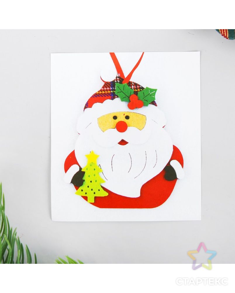 Набор для творчества-создай елочное украшение из фетра «Дед мороз с елочкой» арт. СМЛ-9545-1-СМЛ3358610 3
