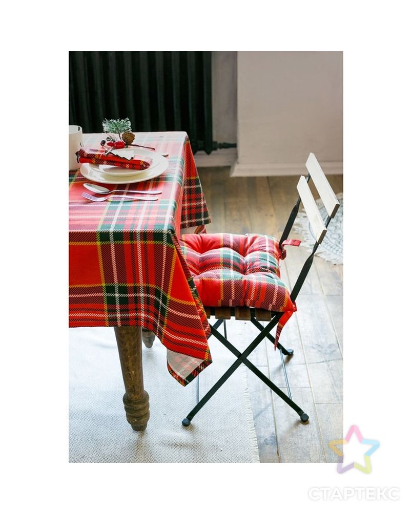 Подушка на стул «Этель» Шотландка, 45х45см, саржа, 100% хлопок арт. СМЛ-9578-1-СМЛ3360833