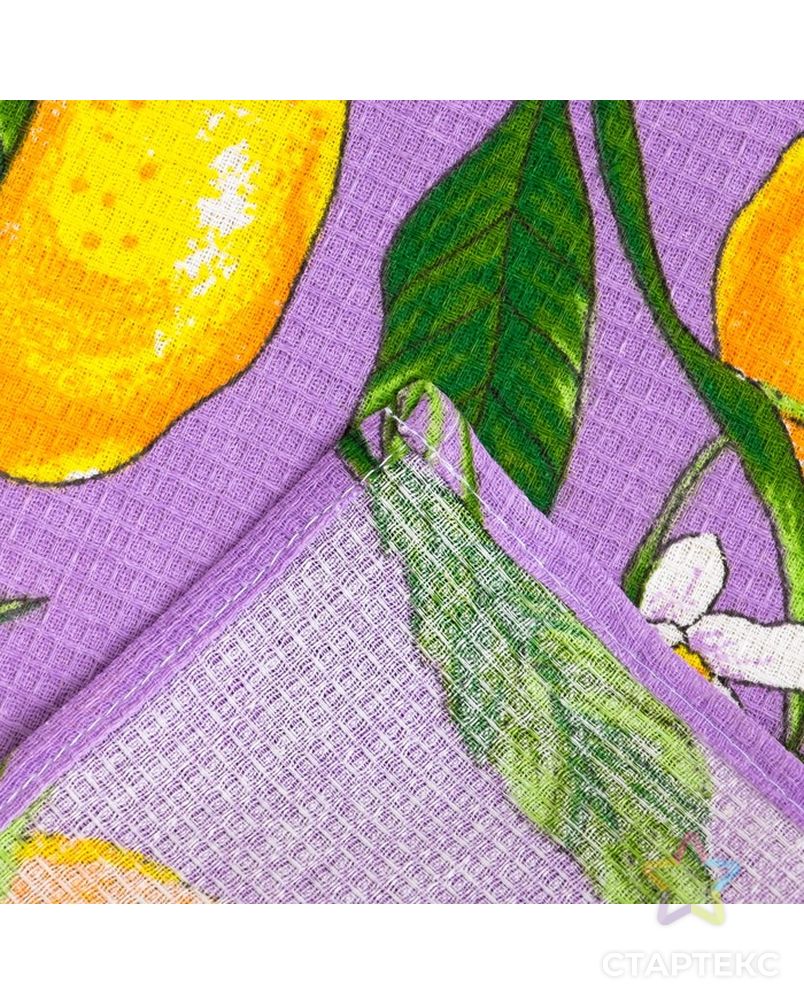 Полотенце вафельное Collorista Лимоны, цвет сиреневый 35х58,100% хл,160 г/м² арт. СМЛ-9630-1-СМЛ3362673 3