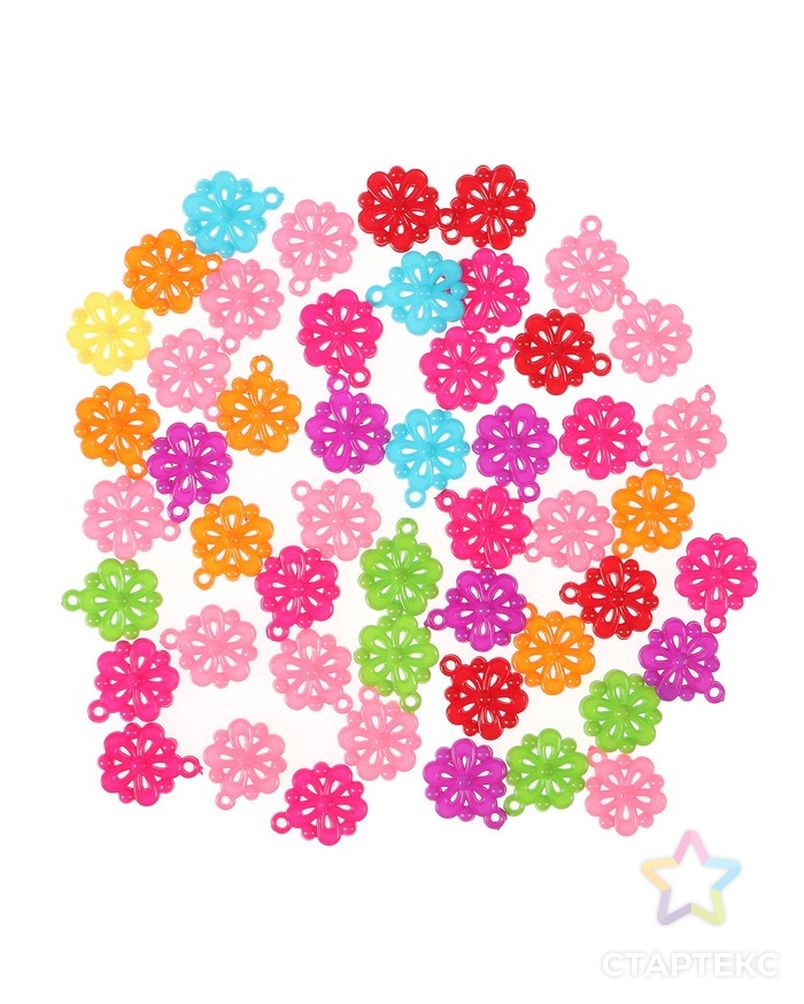Декор для творчества пластик "Цветочки" цветные набор 50 шт 2,7х2,2 см арт. СМЛ-9681-1-СМЛ3368713 2