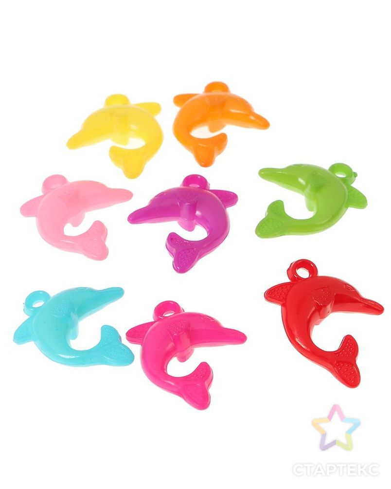 Декор для творчества пластик "Дельфины" цветные набор 25 шт 3,3х2,3 см арт. СМЛ-9683-1-СМЛ3368718 3