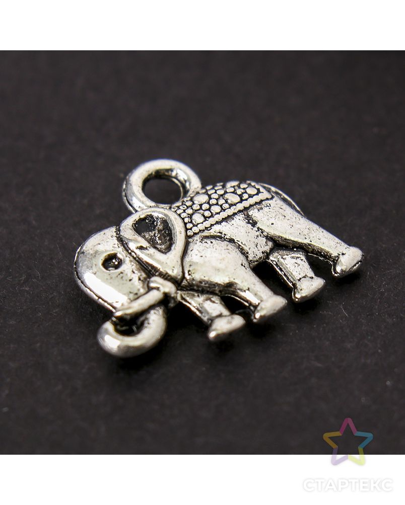 Декор металл для творчества "Индийский слон" серебро (А16480) 1,3х1,2 см арт. СМЛ-30697-1-СМЛ3381134