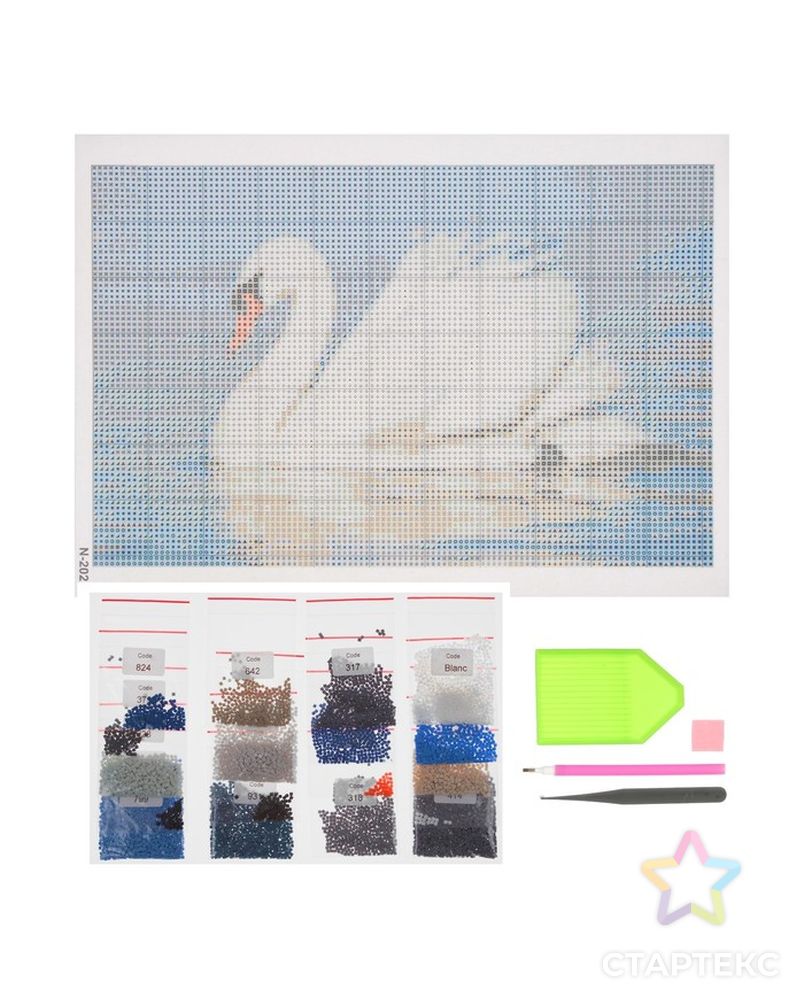 Алмазная мозаика "Лебедь", 18 цветов арт. СМЛ-9845-1-СМЛ3383999 4