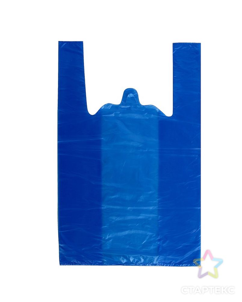 Пакет "Синий", полиэтиленовый, майка, 30 х 55 см, 17 мкм арт. СМЛ-53820-1-СМЛ0003402206 1
