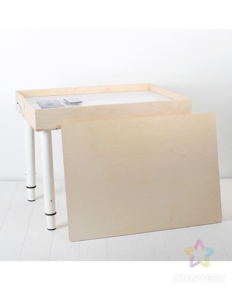 Стол для рисования песком, 42 × 60 см, с крышкой, фанера, оргстекло, подсветка цветная арт. СМЛ-10155-1-СМЛ3420605 1