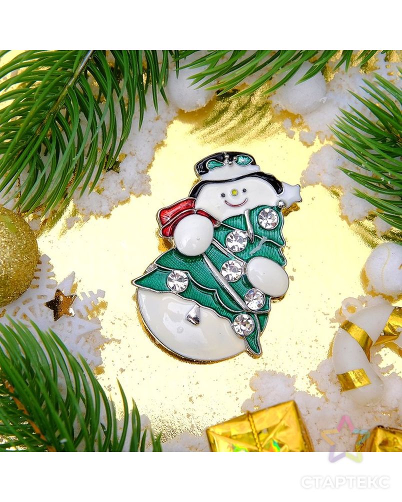 Брошь "Новогодняя сказка" снеговик веселый, цветная в серебре арт. СМЛ-36729-1-СМЛ0003445922 1