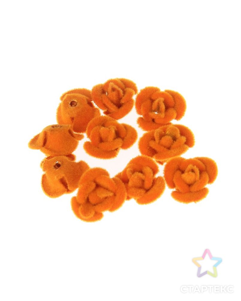 Декор для творчества металл "Розочки оранж" набор 10 шт бархатный 1,2х1,2 см арт. СМЛ-10452-1-СМЛ3453480 2