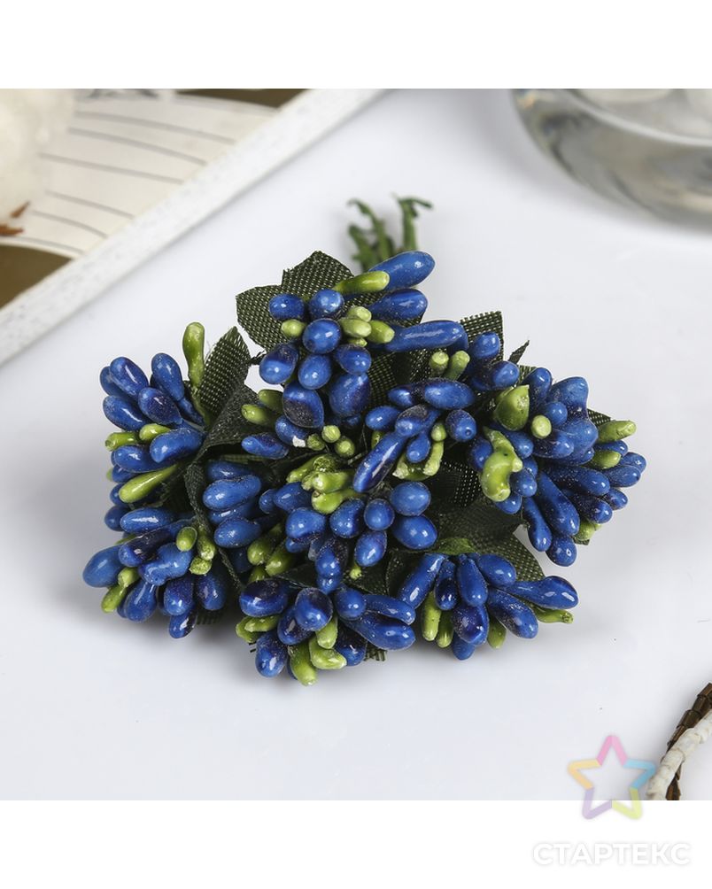 Декор для творчества "Синие цветы" 9 см (1 набор=1 букету) в букете 12 цветов арт. СМЛ-26258-1-СМЛ3455672 2