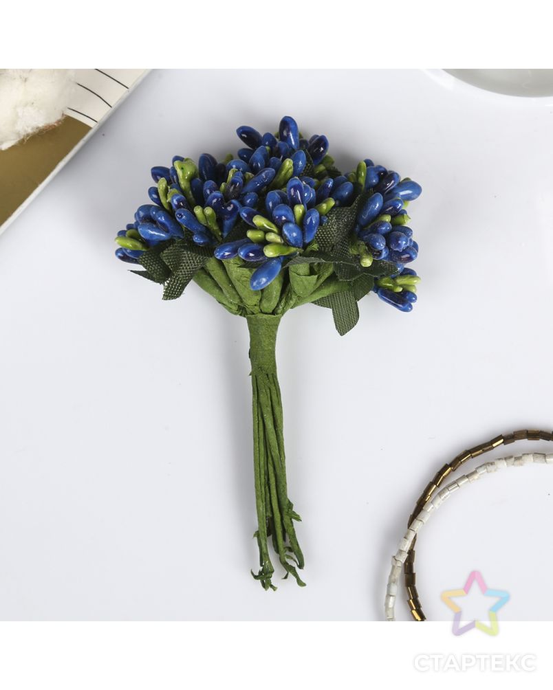Декор для творчества "Синие цветы" 9 см (1 набор=1 букету) в букете 12 цветов арт. СМЛ-26258-1-СМЛ3455672 3