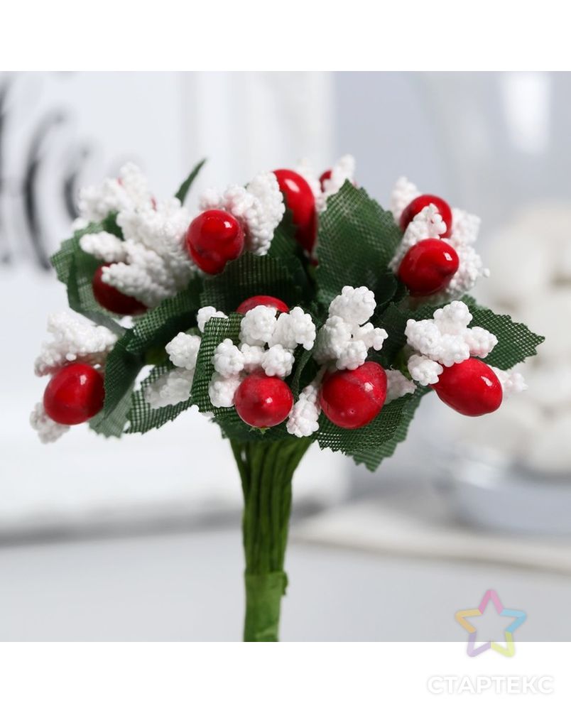 Декор для творчества "Зимние цветы" 10 см (1 набор=1 букету) в букете 12 цветов арт. СМЛ-26261-1-СМЛ3455679