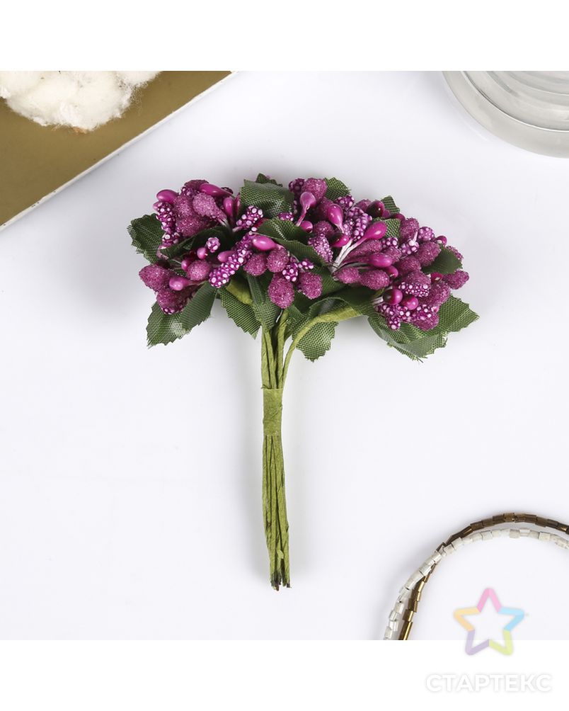 Декор для творчества "Фиолетовые розы" 9 см (1 набор=1 букету) в букете 12 цветов арт. СМЛ-10503-1-СМЛ3455686 3