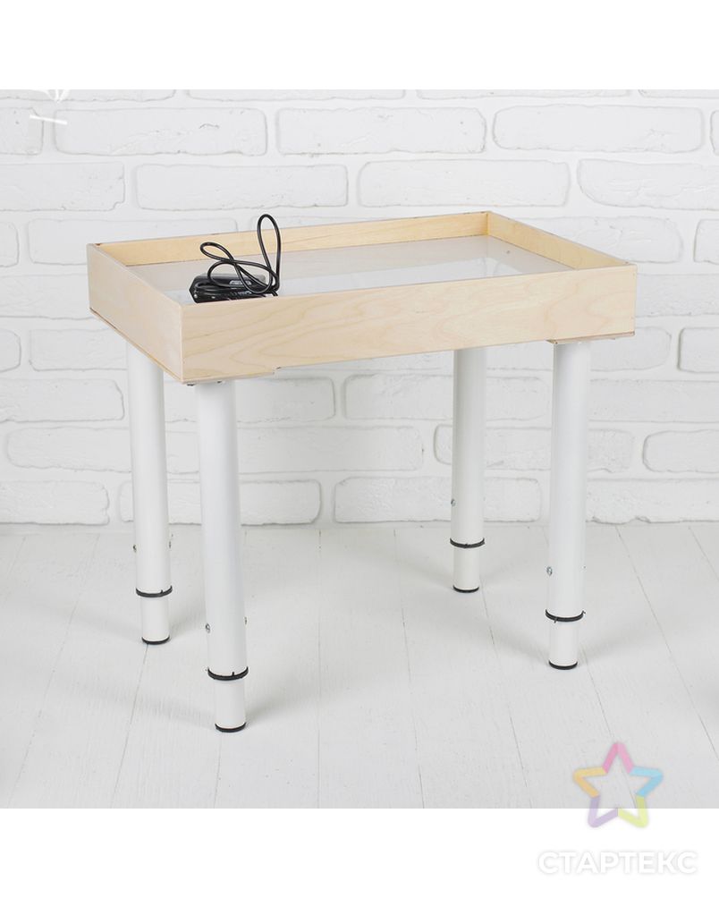 Стол для рисования песком, 35 × 50 см, фанера, оргстекло, подсветка белая арт. СМЛ-10514-1-СМЛ3455951 1