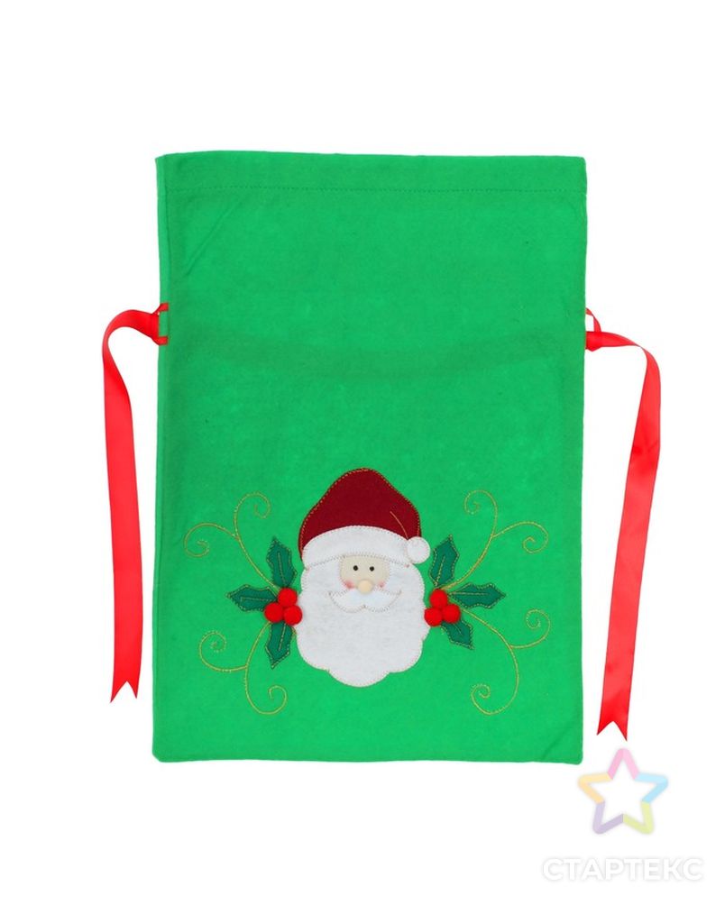 Мешок для подарков «Дед Мороз», на завязках, цвет зелёный арт. СМЛ-100892-1-СМЛ0003467063 2