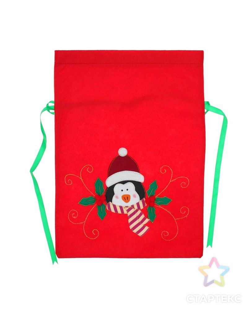 Мешок для подарков «Дед Мороз», на завязках, цвет зелёный арт. СМЛ-100892-3-СМЛ0003467064