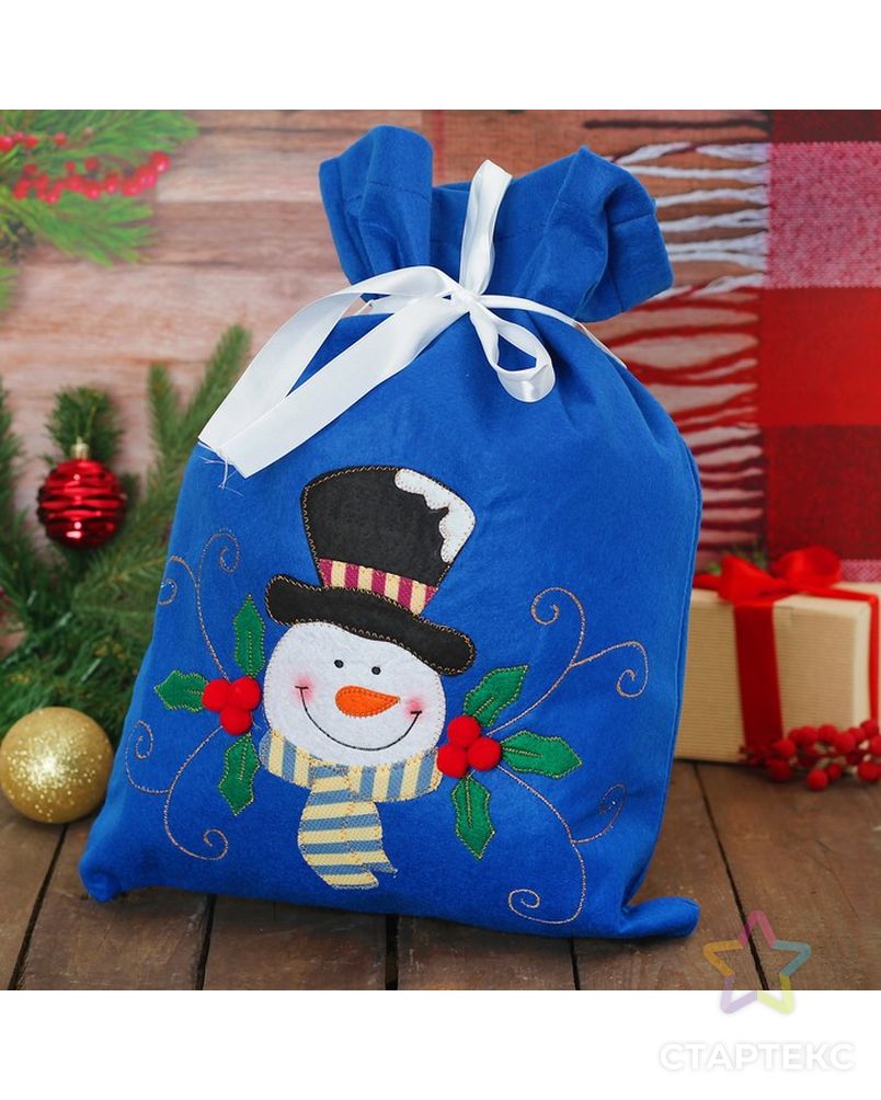 Мешок для подарков «Дед Мороз», на завязках, цвет зелёный арт. СМЛ-100892-2-СМЛ0003467065 1