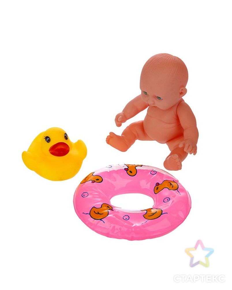 Игрушки для ванны «Малыш и утёнок с кругом», набор 3 шт. арт. СМЛ-60585-1-СМЛ0003471925 1