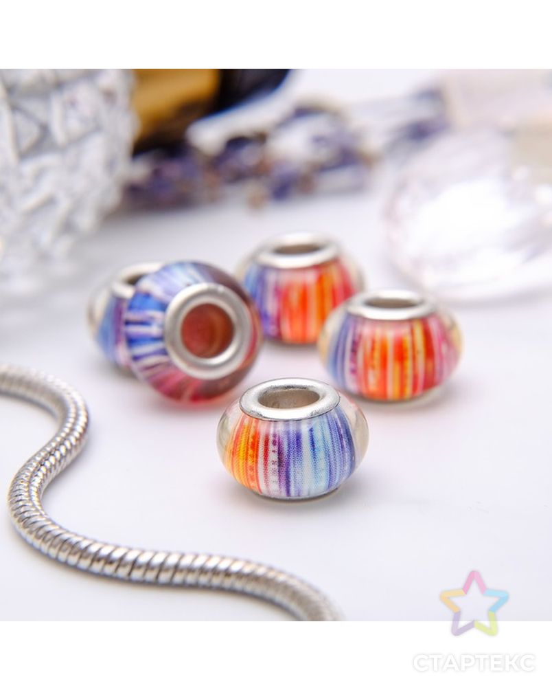 Заказать Бусина "Штрихи", разноцветная в серебре арт. СМЛ-10735-1-СМЛ3474475 в Новосибирске