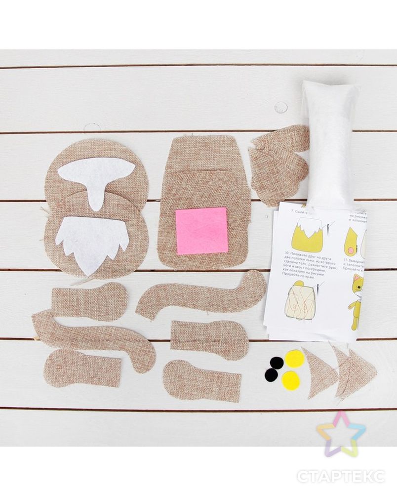Набор для создания игрушки из ткани "Котенок" + игла, инструкция арт. СМЛ-10942-1-СМЛ3490491 2