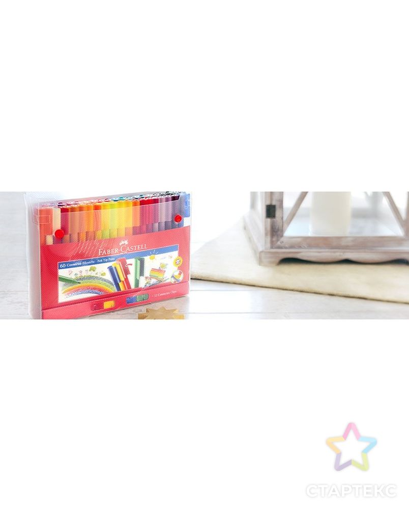 Фломастеры 60 цветов Faber-Castell Connector + 12 клипов для соединения, подарочная коробка арт. СМЛ-174132-1-СМЛ0003516185 5