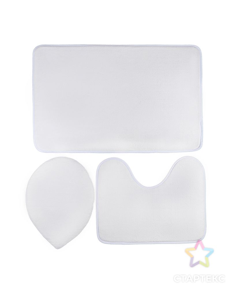 Набор ковриков для ванны и туалета «Комплект», 3 шт: 30×37, 38×50, 50×80 см, цвет белый арт. СМЛ-30366-1-СМЛ3527457 1