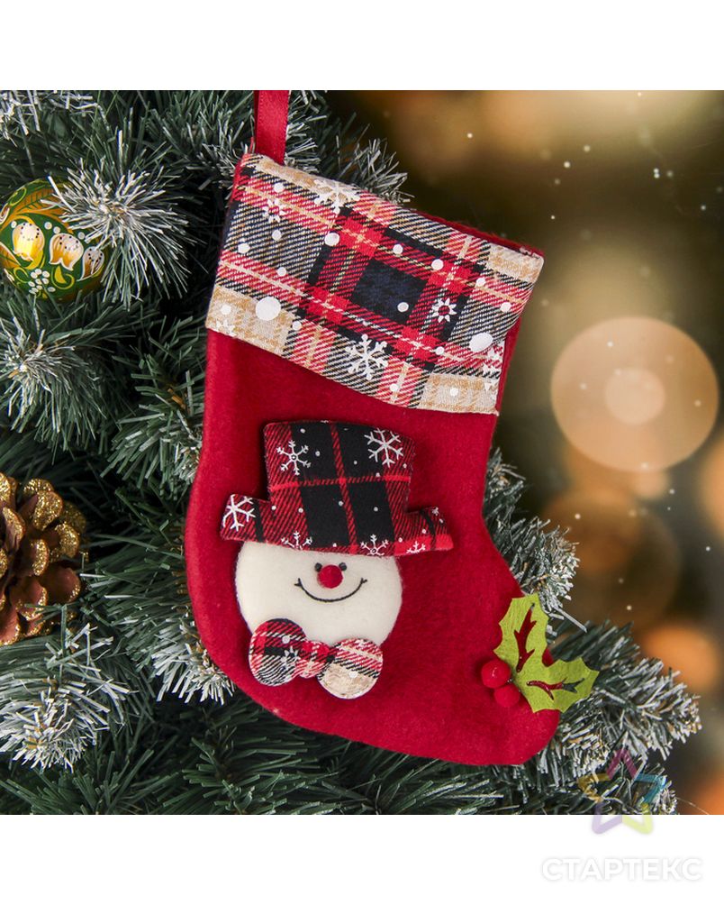 Носок для подарков "Рождественская песня" 13*17 см, снеговик арт. СМЛ-59725-1-СМЛ0003544093 1