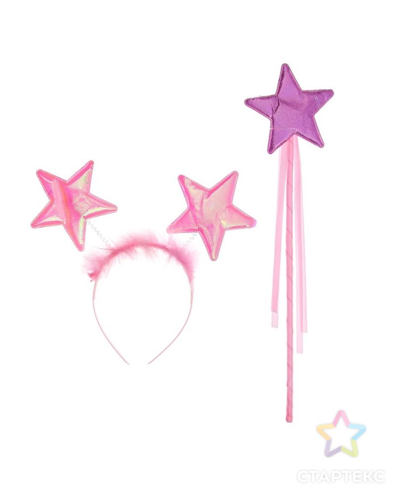 Карнавальный набор "Звёздочка" 2 предмета: ободок, жезл, цвет розовый арт. СМЛ-106225-1-СМЛ0003544598 1
