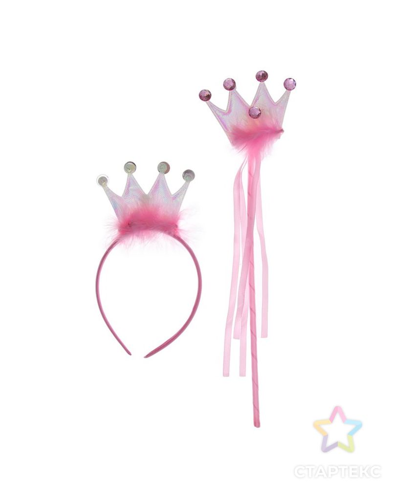 Карнавальный набор «Принцесса», 2 предмета: ободок, жезл, цвет розовый арт. СМЛ-61440-1-СМЛ0003544599 1