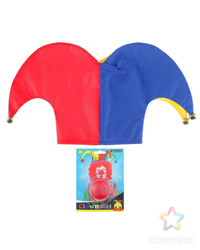 Карнавальный набор "Клоун", 2 предмета: шапка р-р 56-58, нос арт. СМЛ-126599-1-СМЛ0003544732 1