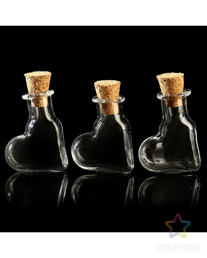 Набор стеклянных бутылочек с пробкой (3 шт) 1,5 мл., 2х2,5 см арт. СМЛ-11603-1-СМЛ3553243 1