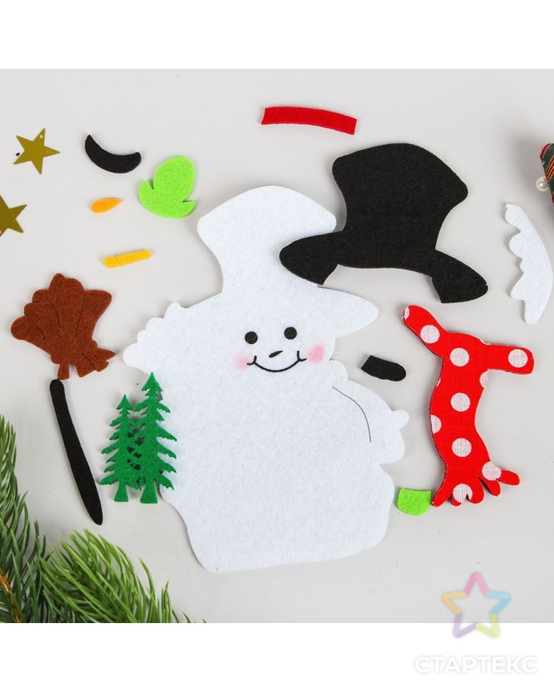 Набор для творчества-создай новогоднее украшение «Венок-снеговик с метлой» арт. СМЛ-37470-1-СМЛ0003555023 3