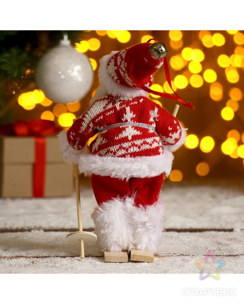 Дед Мороз "На лыжах" в вязаном костюме 17 см арт. СМЛ-57923-1-СМЛ0003555384 3