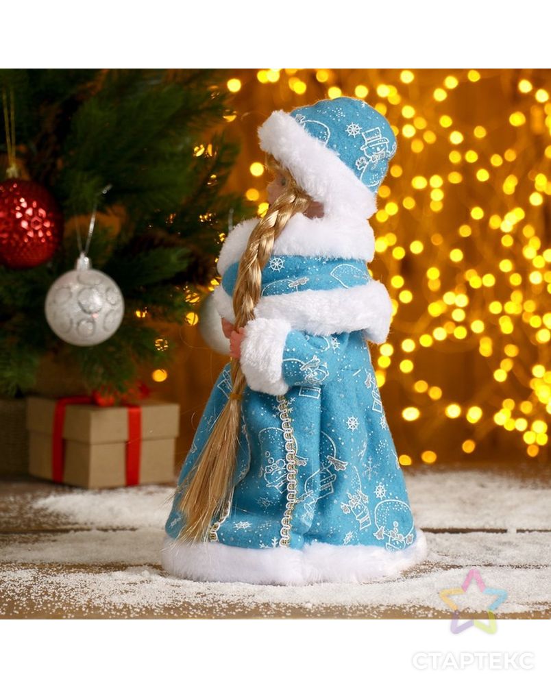 Снегурочка "Голубая шубка" 30 см, с посохом, с подсветкой, двигается арт. СМЛ-60173-1-СМЛ0003555386 2