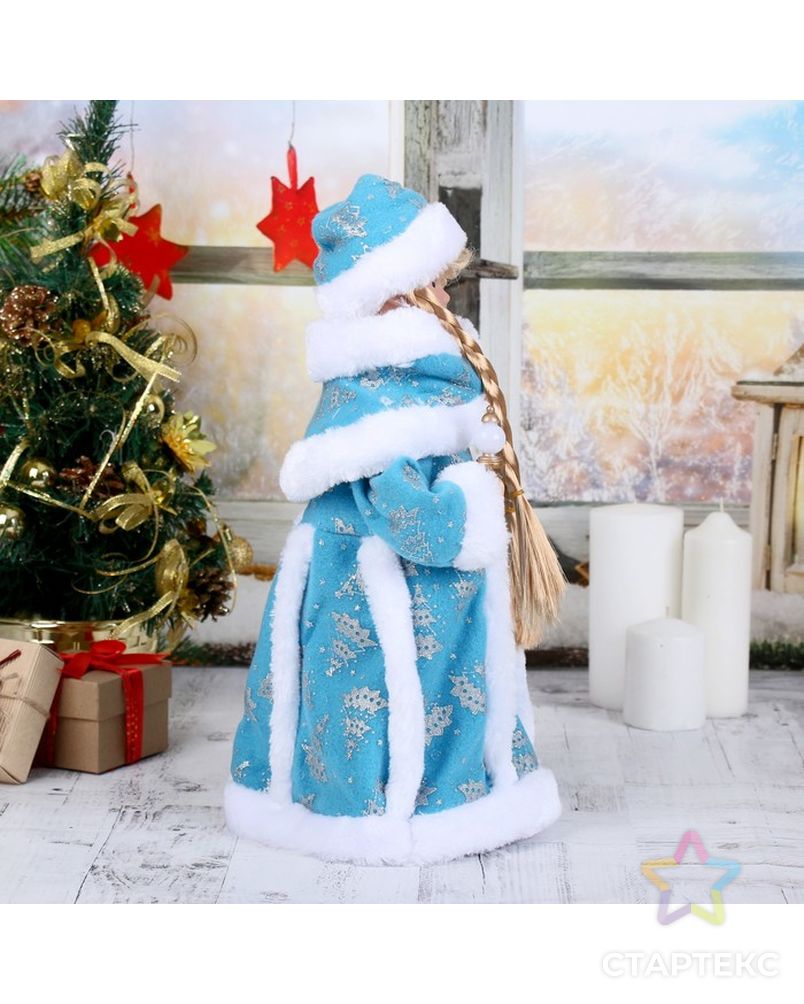 Снегурочка "Голубая шубка"40 см, с посошком, с подсветкой, двигается, без музыки арт. СМЛ-60181-1-СМЛ0003555394 4