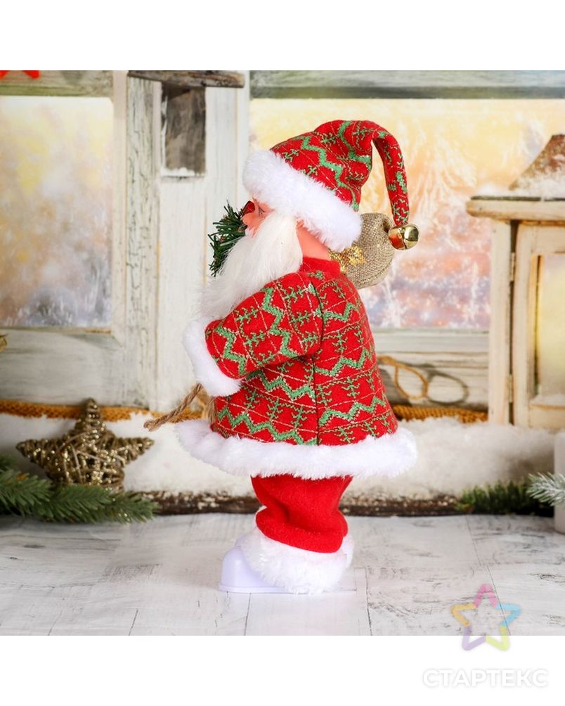 Дед Мороз "Клетчатый колпак с подарками" 28 см, без музыки, с подсветкой арт. СМЛ-57864-1-СМЛ0003555396 2